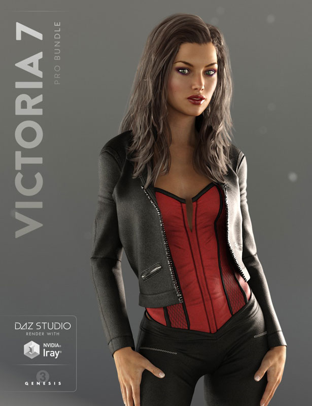 DAZ 3D Victoria 7 promo image: Victoria 7 in leather and corset