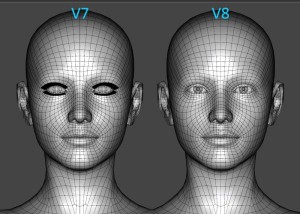 Victoria 8 mesh (face) compared with Victoria 7